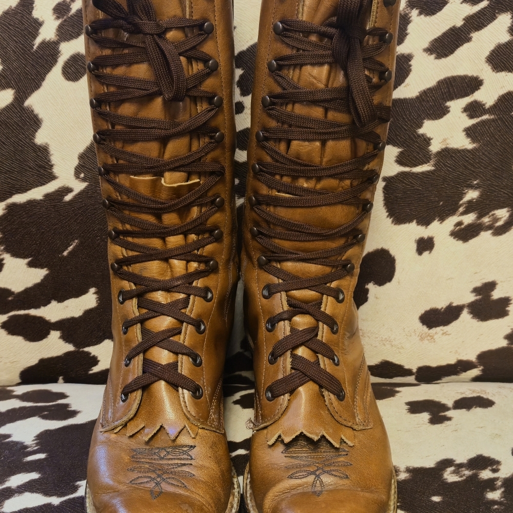Brown Leather Lace-Up Boots - Picture 4 of 6